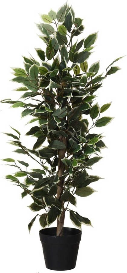 Merkloos Kunstplant Ficus groen wit 95 cm Kunstplanten