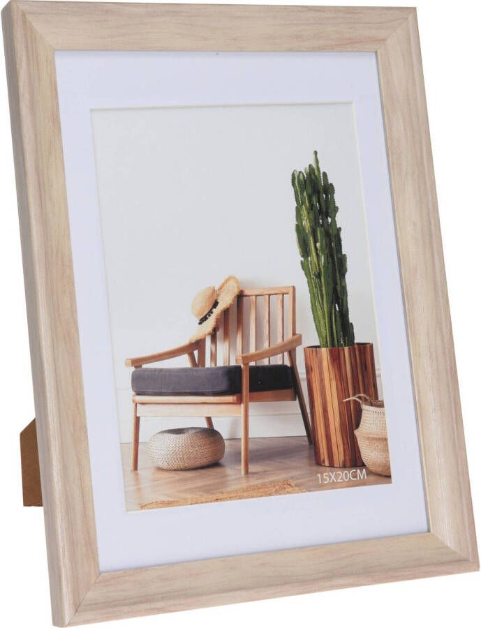 Home & Styling Kunststof fotolijst hout look geschikt voor een foto van 15 x 20 cm Fotolijsten