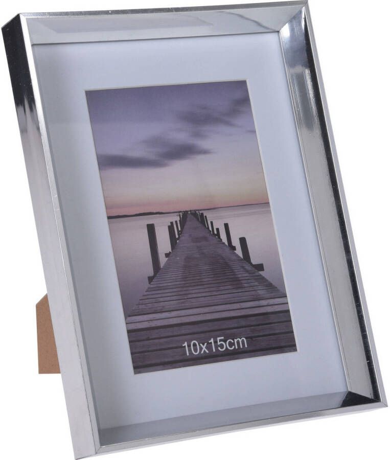 Merkloos Kunststof fotolijst zilver geschikt voor een foto van 10 x 15 cm Fotolijsten