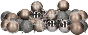 Merkloos Kunststof kerstballen 40x stuks donkere kleuren mix 6 cm Kerstbal