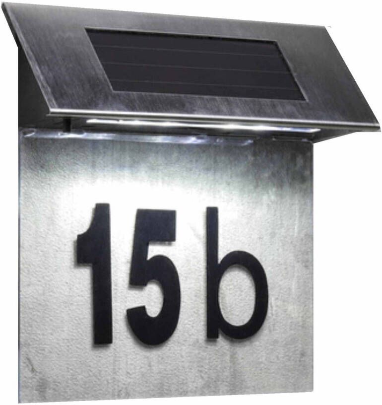 Merkloos LED huisnummerbordje op zonne-energie Huisnummers