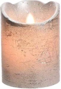 Merkloos LED kaars stompkaars zilver 10 cm flakkerend