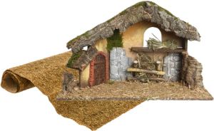 Merkloos Lege luxe kerststal met ondergrond 50 cm Kerststallen