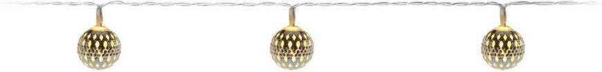 Merkloos Lichtslinger lichtsnoer met 10 decoratieve metalen balletjes zilver 100 cm op batterijen Lichtsnoeren