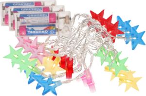 Merkloos Lichtslingers lichtsnoeren met sterretjes 3 stuks gekleurd 100 cm Lichtsnoeren
