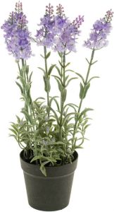 Merkloos Lila paarse lavendel kunstplant in kunststof pot 28 cm Lavandula Woondecoratie accessoires Kunstplanten Nepplanten Lavendel planten in pot Kunstplanten