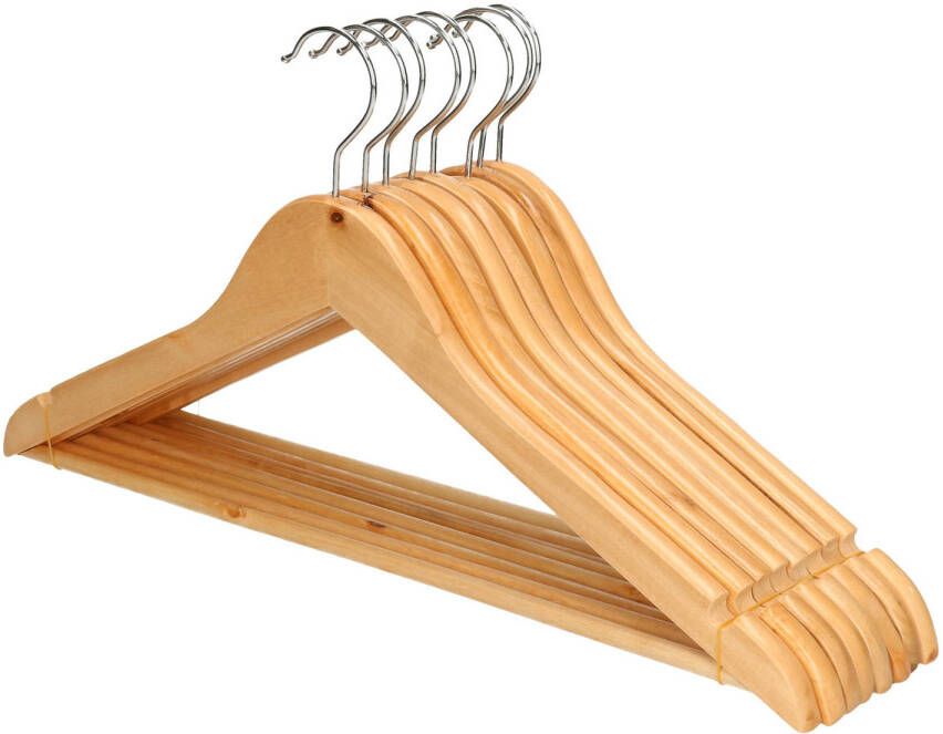 Merkloos Luxe houten kledinghangers 8 stuks Kledinghangers