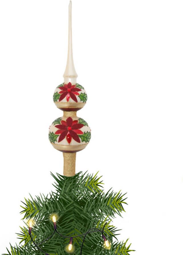 Merkloos Luxe kerstpieken met kerstster opdruk 30 cm kerstboompieken