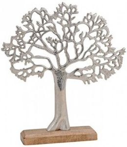 Merkloos Metalen decoratie boom op standaard 33 cm Woonaccessoires beeldjes Tree of life Beeldjes