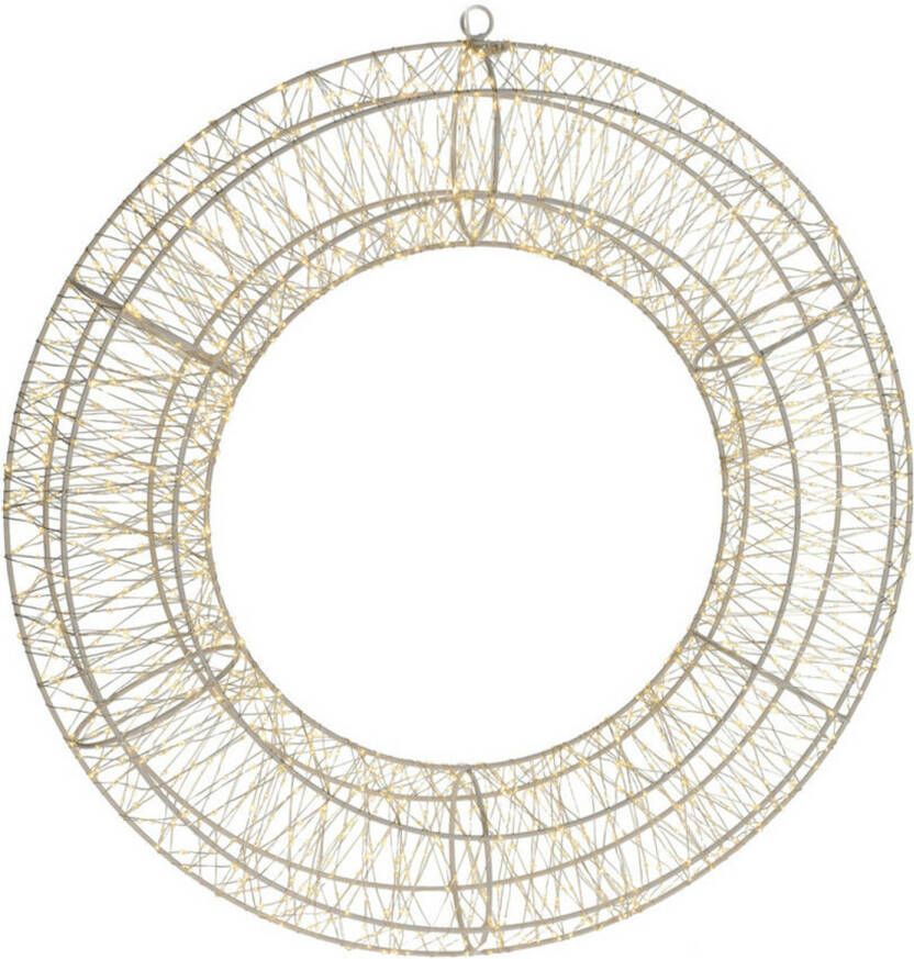 Merkloos Metalen krans verlichte decoratie ring met warm wit licht 58 cm met timer Kerstverlichting verlichte figuren kerstverlichting figuur