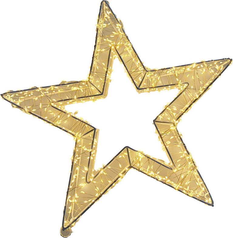 Merkloos Metalen krans verlichte decoratie ster met warm wit licht 38 cm kerstverlichting figuur