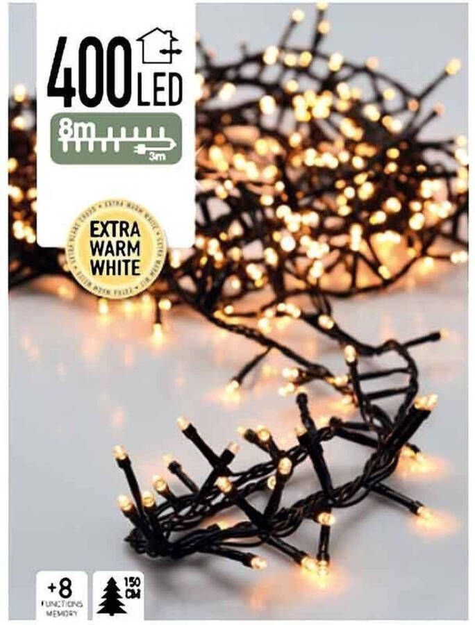 Merkloos Kerst clusterverlichting 400 LED Extra Warm Wit met 8 Standen