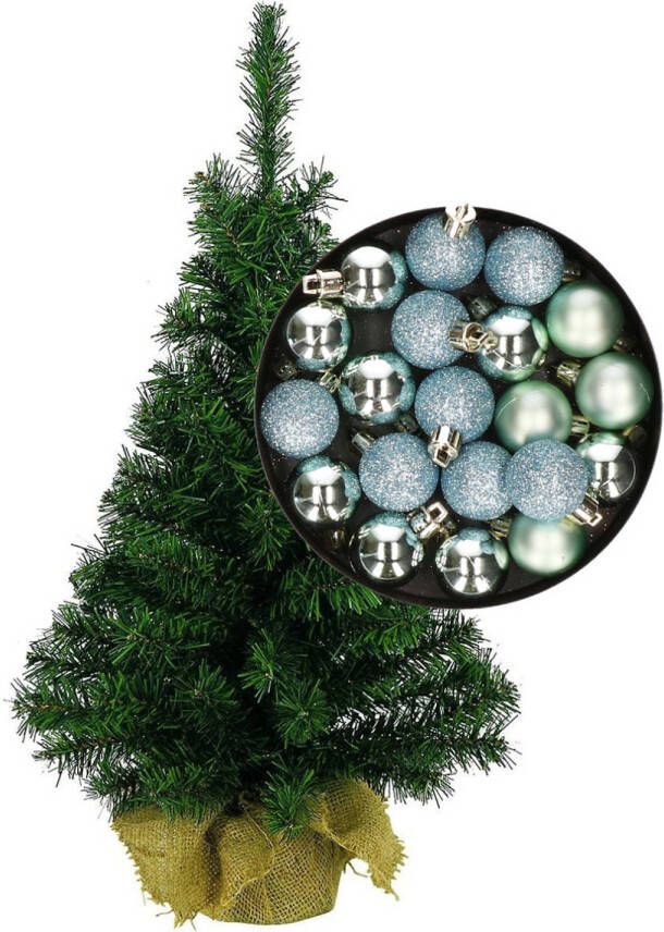 Merkloos Mini kerstboom kunst kerstboom H35 cm inclusief kerstballen mintgroen Kunstkerstboom