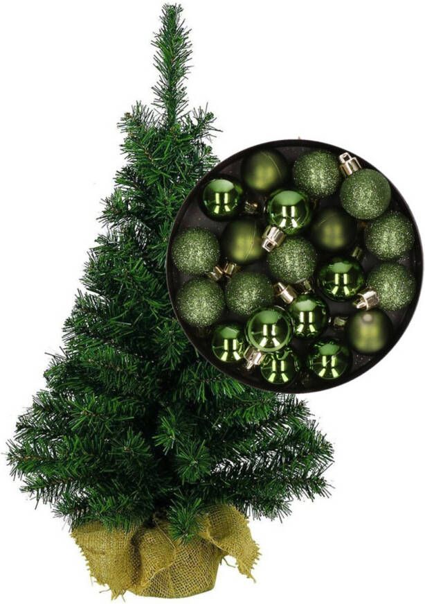 Merkloos Mini kerstboom kunst kerstboom H45 cm inclusief kerstballen groen Kunstkerstboom