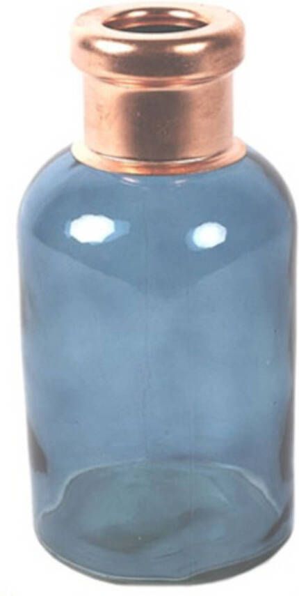 Countryfield Bloemenvaas Firm Bottle transparant blauw koper glas D10 x H21 cm Vazen