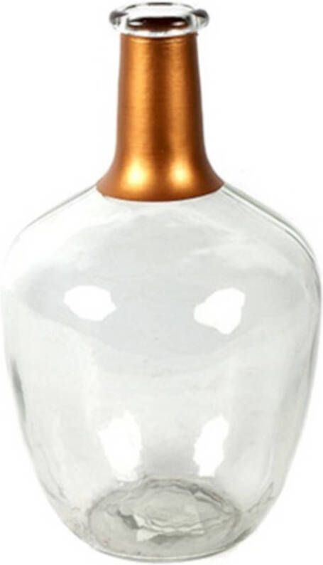 Countryfield Bloemenvaas Firm Big Bottle helder transparant koper glas D15 x H25 cm Vazen