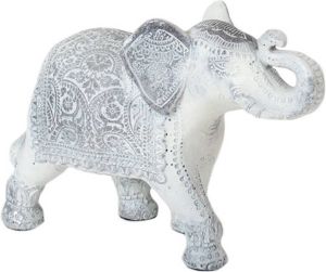 Merkloos Dieren beeldje Indische olifant wit 24 x 17 x 7 cm Olifanten beeldjes van keramiek Beeldjes