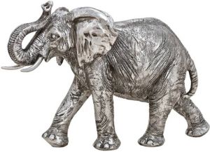 Merkloos Dieren beeldje Indische olifant zilver 28 x 19 x 10 cm Olifanten beeldjes van keramiek Beeldjes
