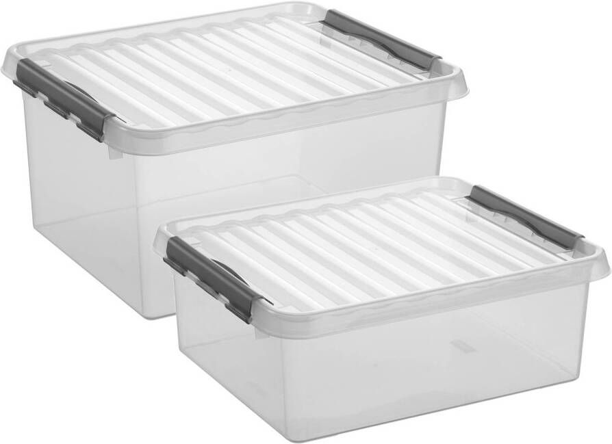 Whitebox Sunware opbergboxen set 2x stuks in 25L en 36L kunststof met deksel Opbergbox