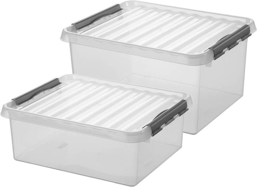 Whitebox Sunware opbergboxen set 4x stuks in 25L en 36L kunststof met deksel Opbergbox