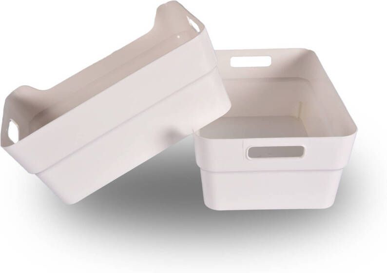 Merkloos Opbergbox 23.5cm x 14cm x 34cm Wit Set van 2 Opbergboxen Klussenbox 100% Gerecycled Plastic