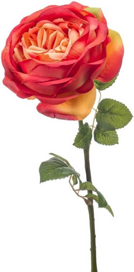Merkloos Oranje roos kunstbloem 66 cm Kunstbloemen