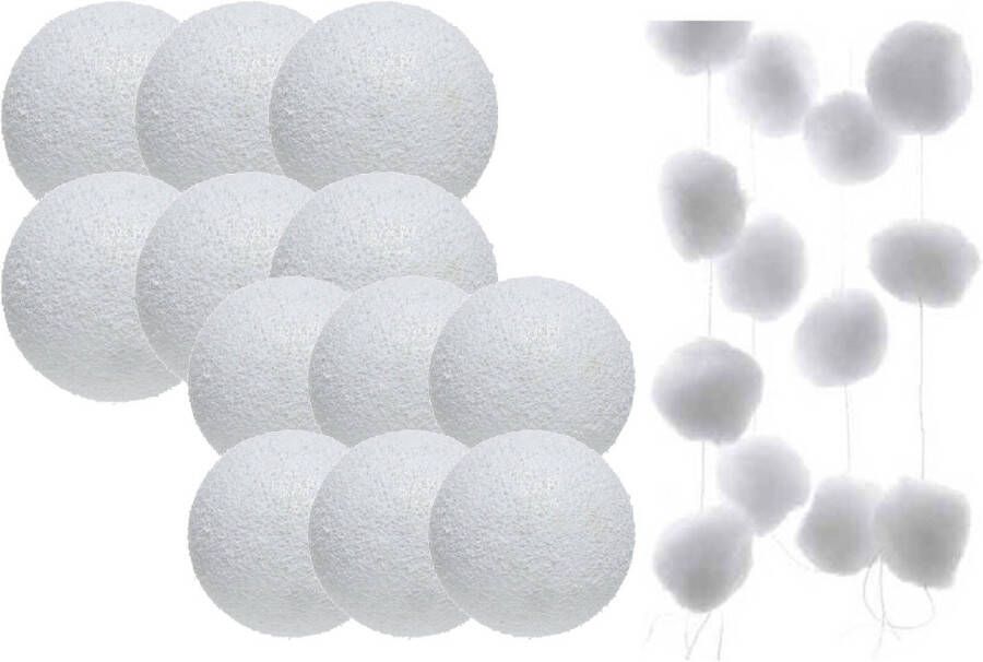 Merkloos Pakket van 52x stuks deco sneeuwballen diverse formaten Decoratiesneeuw