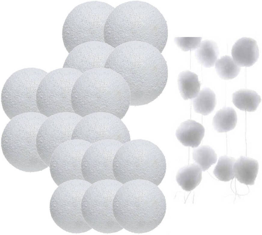 Merkloos Pakket van 67x stuks deco sneeuwballen diverse formaten Decoratiesneeuw