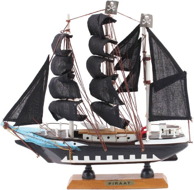 Merkloos Piraten boot decoratie op voet 24 cm Beeldjes