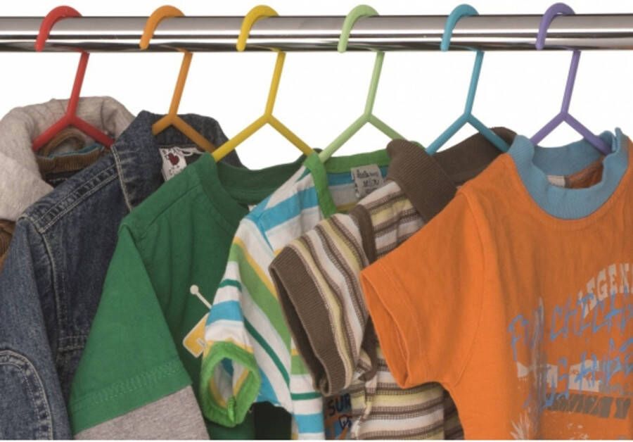 Merkloos Plastic kinder kledinghangers 6 stuks Kledinghangers
