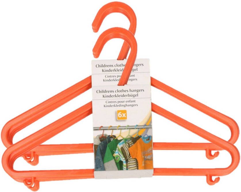 Merkloos Plastic kinderkleding baby kledinghangers oranje 12x stuks 17 x 28 cm Kledinghangers