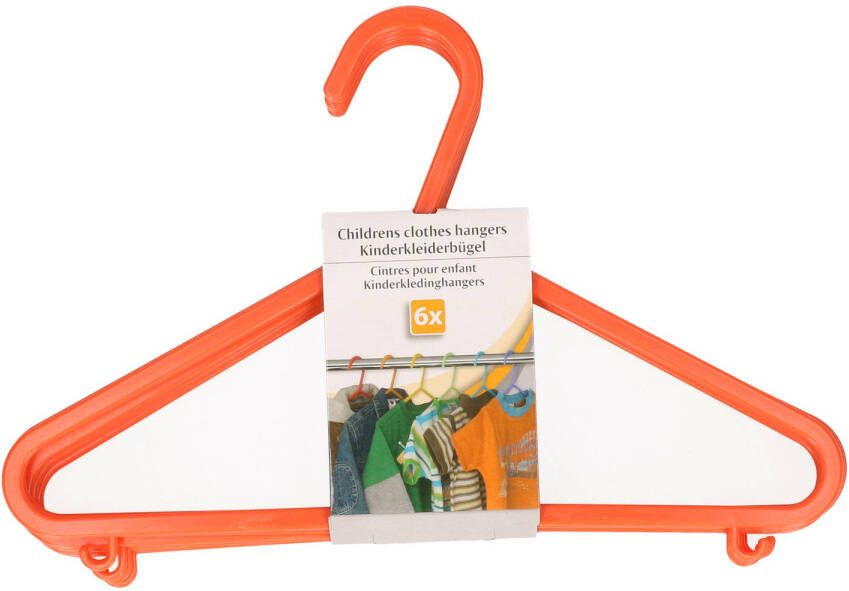 Merkloos Plastic kinderkleding baby kledinghangers oranje 6x stuks 17 x 28 cm Kledinghangers