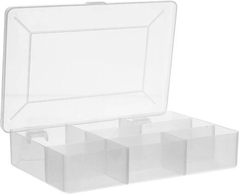 Merkloos Plastic opbergbox met vakjes Five
