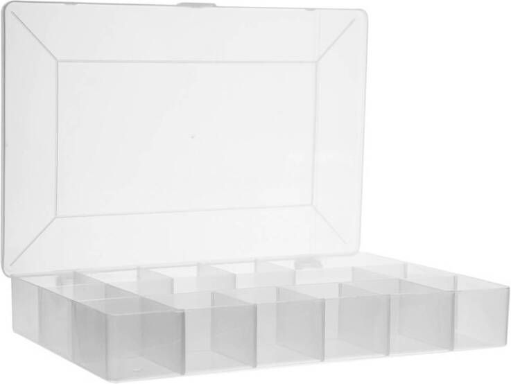 Merkloos Plastic opbergbox met vakjes Five
