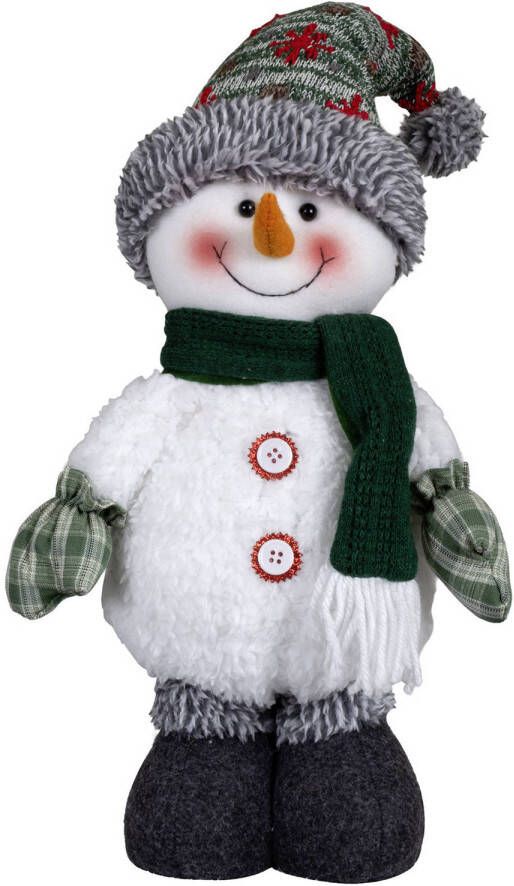 Merkloos Pluche decoratie sneeuwpop 40 cm pop met sterretjes muts Kerstman pop