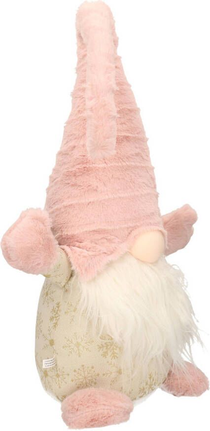 Merkloos Pluche gnome dwerg 46 cm decoratie pop lichtroze Kerstman pop