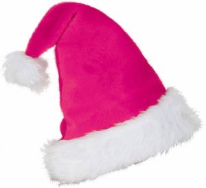 Merkloos Pluche Roze Kerstmuts Voor Volwassenen Kerstmutsen