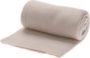 Merkloos Polyester fleece deken dekentje 130 x 160 cm in de kleur creme beige Plaids