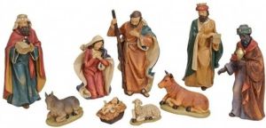 Merkloos Polystone kerststal beeldjes beelden 9 stuks 4 tot 19 cm Kerststallen