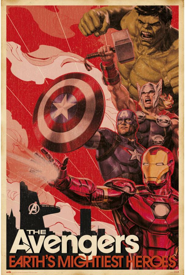 Yourdecoration Grupo Erik Marvel Avengers Earths Mightiest Heroes Poster 61x91 5cm