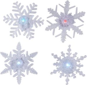 Merkloos Raamdecoratie 4x LED verlichte sneeuwvlokken zuignappen Raamversiering Sneeuwvlokken met licht kerstverlichting figuur