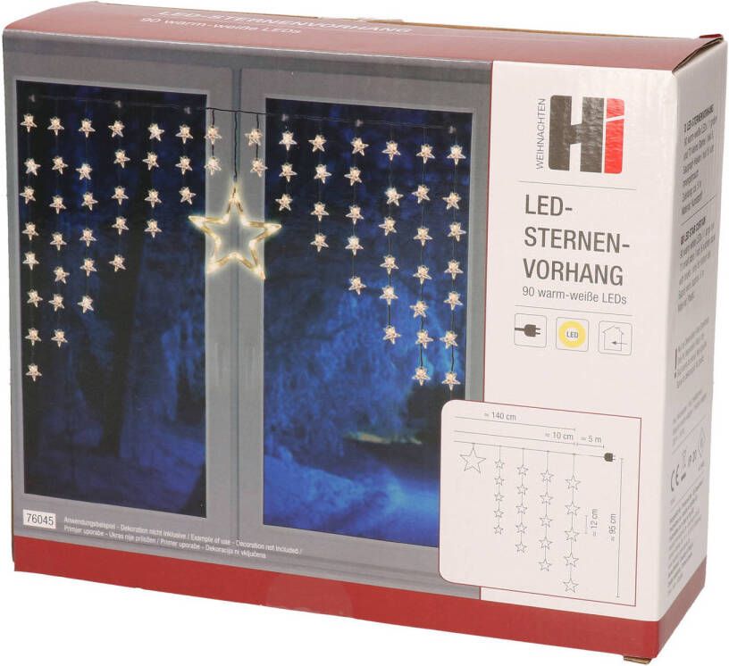 Merkloos Raamverlichting lichtsnoer voor het raam met hangende sterren lampjes Kerstverlichting lichtgordijn