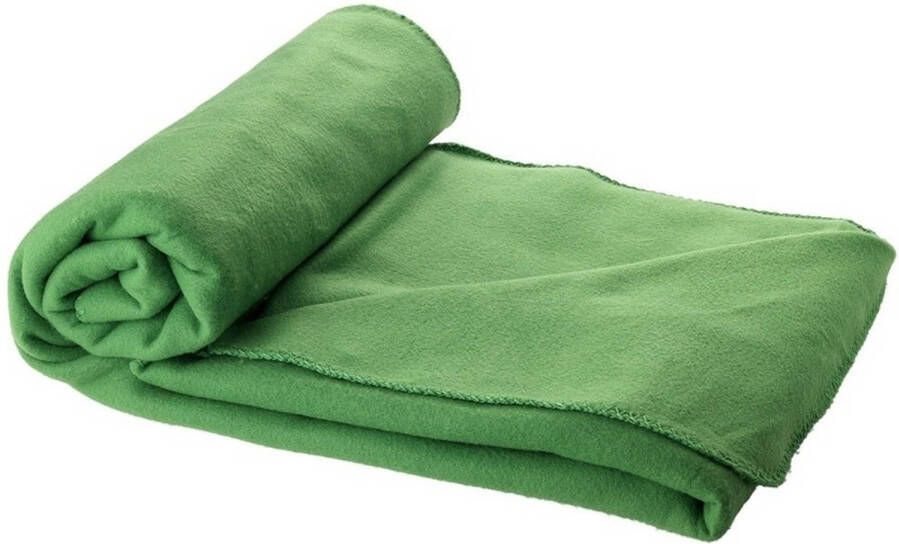 Merkloos Reisdeken groen met tasje 150 cm Plaids