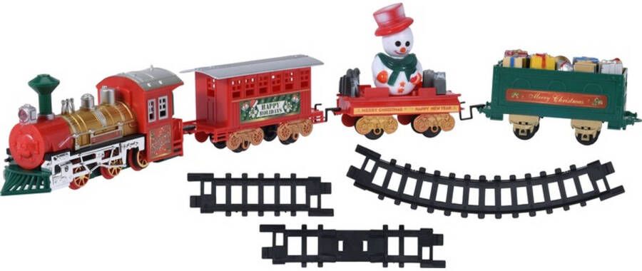 Merkloos Rijdende trein met wagonnetjes en rails 39-delig Kersttrein Kersttreintjes