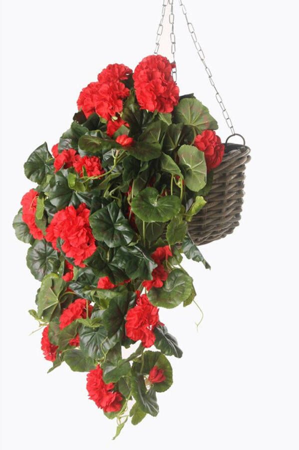 Merkloos Rode geranium hangplant kunstplanten 70 cm Kunstplanten