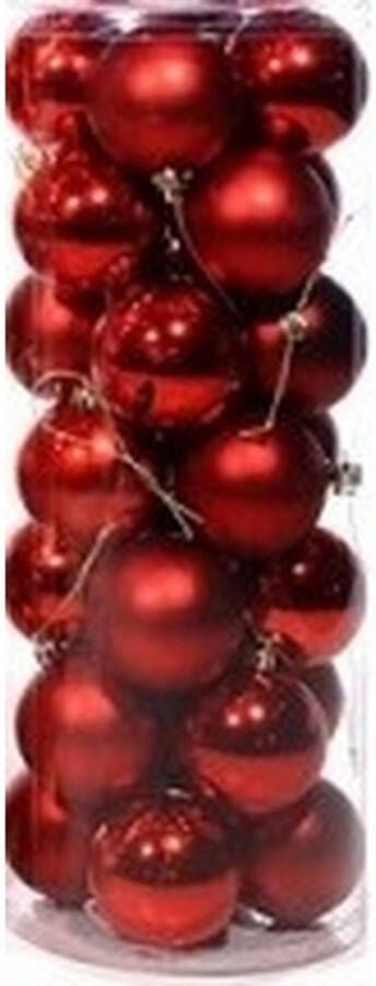 Merkloos Rode kerstballen 28 stuks 6 cm kerstversiering Kerstbal