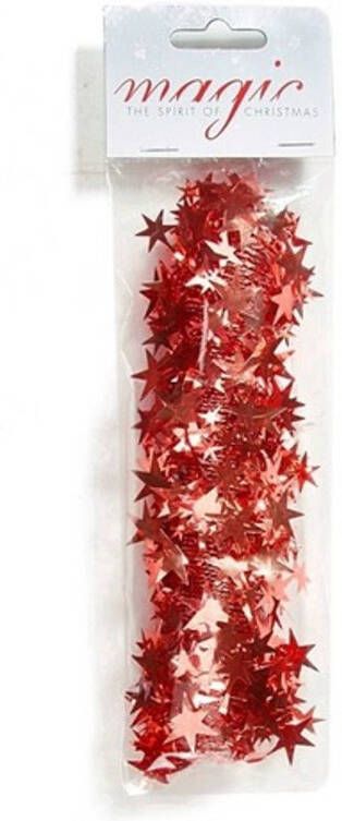 Merkloos Rode spiraal slinger met sterren 750cm kerstboom versieringen Kerstslingers