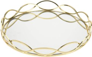 Merkloos Rond kaarsenbord kaarsen plateau goud met spiegelbodem D31 x H4 cm Kaarsenplateaus