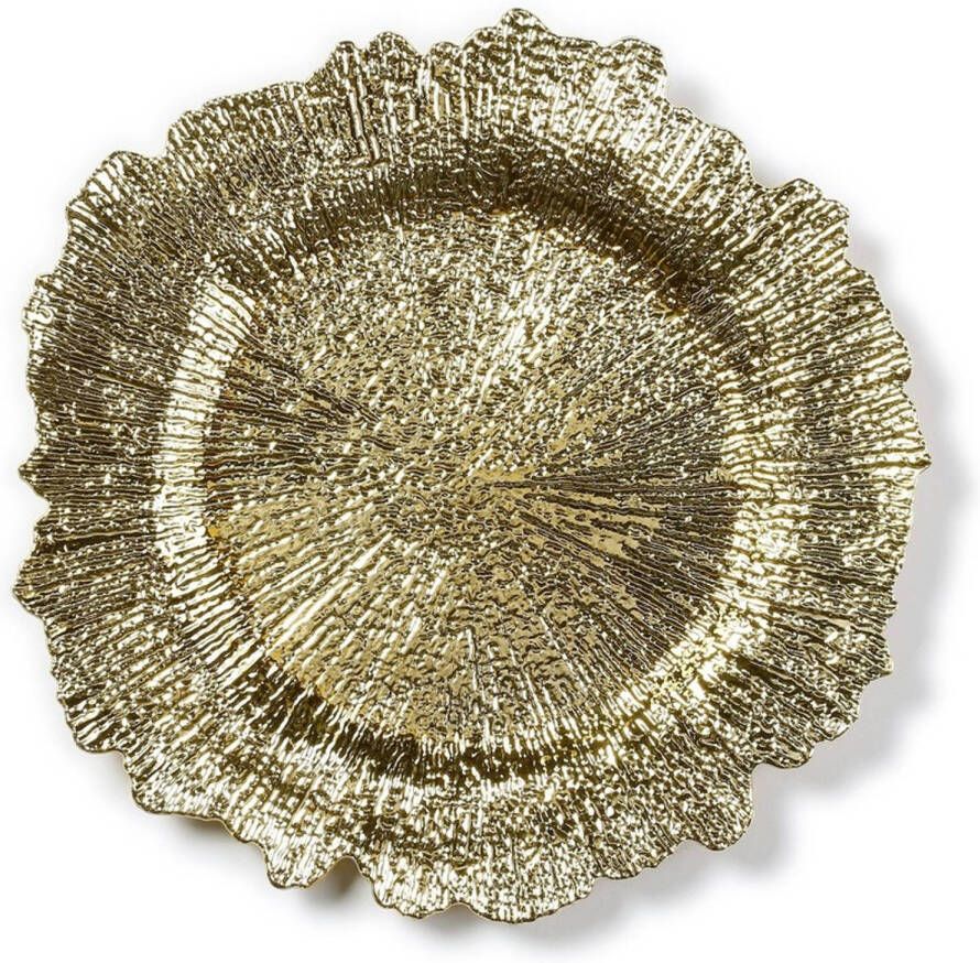 Merkloos Ronde gouden asymmetrische onderzet bord kaarsonderzetter 33 cm Kaarsenplateaus