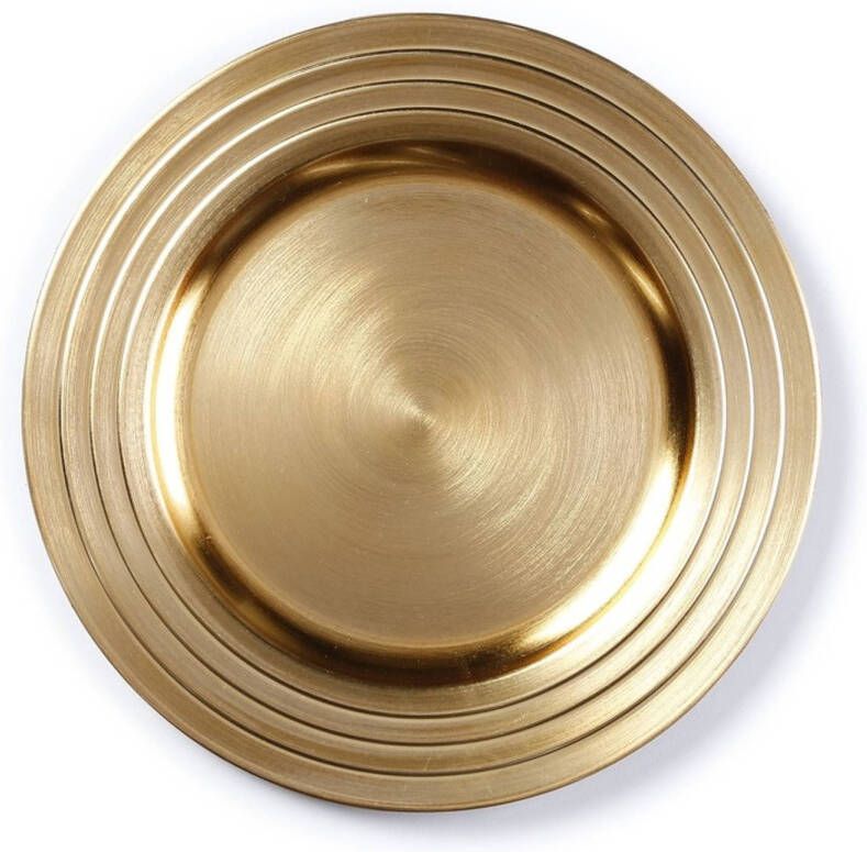 Merkloos Ronde goudkleurige onderzet bord kaarsonderzetter 33 cm Kaarsenplateaus